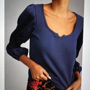 Reduced**Anthropologie Maeve Ribbed Tiered Sleeve Top